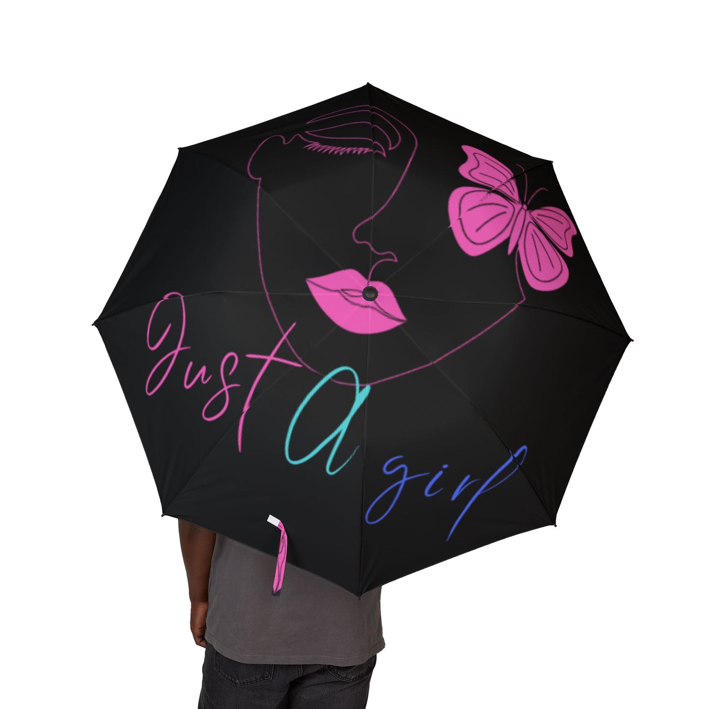 Chic Art Print Umbrella | Semi-Automatic Foldable Umbrella for Rainy Days, Stylish Travel Accessory, Gift for Her, Unique Fashion Statement