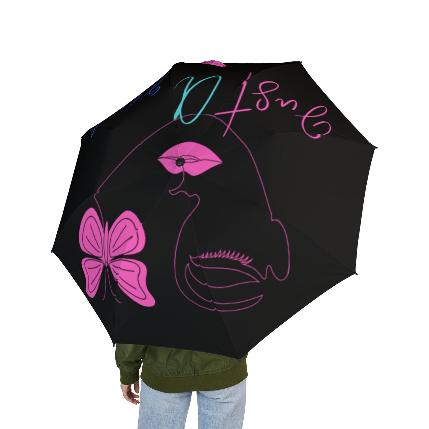Chic Art Print Umbrella | Semi-Automatic Foldable Umbrella for Rainy Days, Stylish Travel Accessory, Gift for Her, Unique Fashion Statement