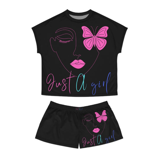 Chic Women's Pajama Set with Butterfly Design | Comfortable Sleepwear for Girls, Cute Nightwear, Lounge Outfit, Birthday Gift, Just A Girl